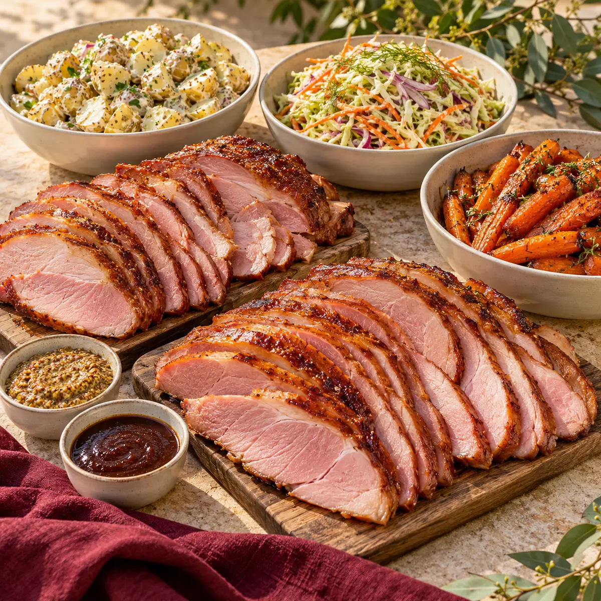 XMAS Ham Pack — Large with summer sides, illustrative serving suggestion